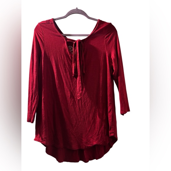Maurices Tops - Maurices Red Long Sleeve Tie-Front Top